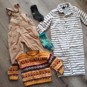 18 month lot - cold weather fall winter alpaca sweater overalls rompers wool